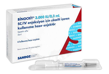 BINOCRIT 3000 IU/0.3 ml SC/IV enjeksiyon için çözelti içeren 6 kullanıma hazır enjektör kutu görseli