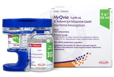 HYQVIA 5 G /50 ml SC kullanım için infüzyonluk çözelti içeren flakon (2 flakon) kutu görseli