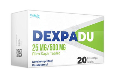 DEXPADU 25 mg /500 mg 20 film kaplı tablet kutu görseli