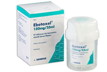 EBETAXEL EBEWE 150mg/25 ml IV inf. için kon.çöz.içeren flakon kutu görseli