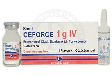CEFORCE 1 G IV enjeksiyonluk çözelti hazırlamak için toz ve çözücü kutu görseli